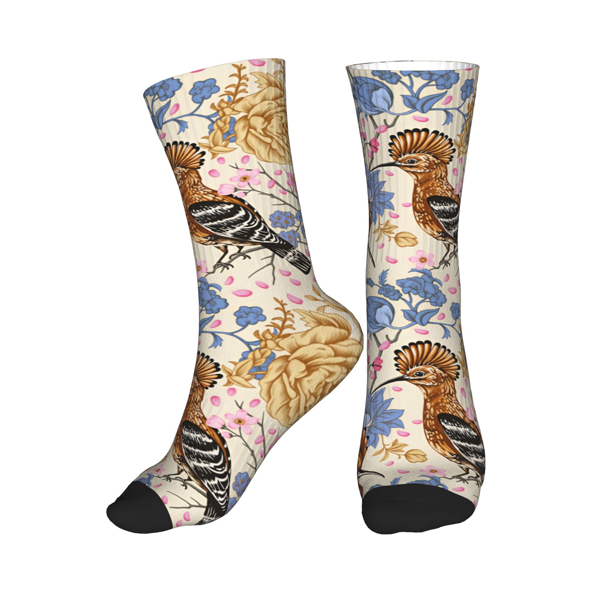 Dress Sock Men - Hoopoe Bird Blue Peony - Calcetines