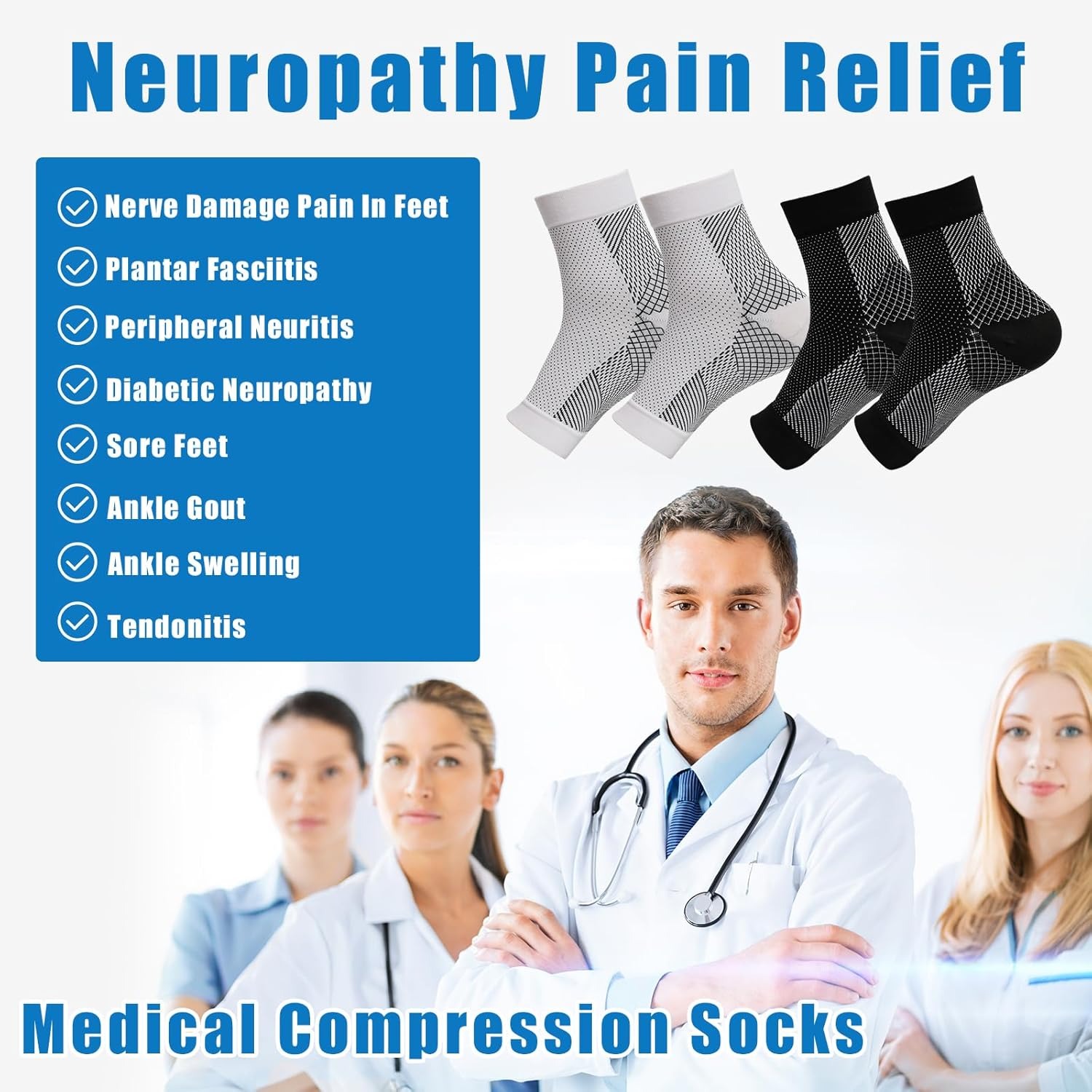 1 par de calcetines para neuro - Ankle Brace Sock reseña y precio